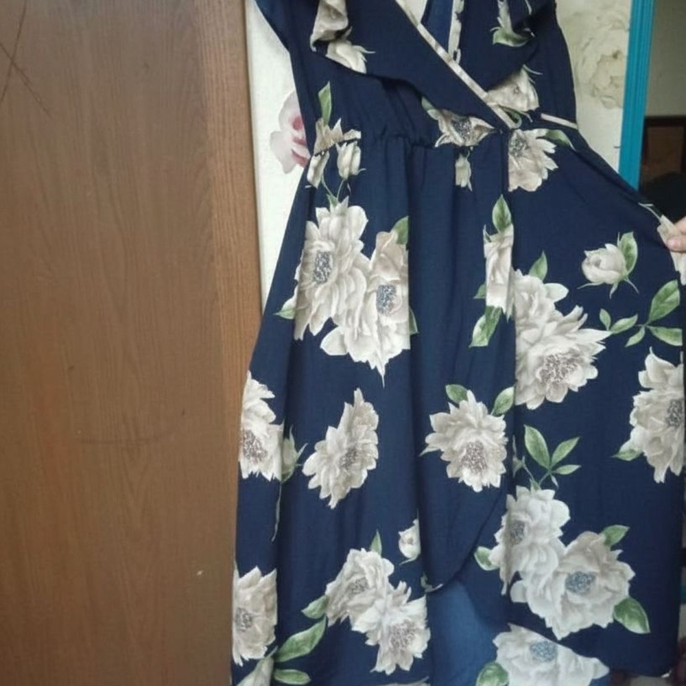 Soprano Navy Blue Wrap Floral Dress - Picture 2 of 6